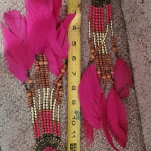 Earrings, boheime, nwot, fuschia - Picture 2 of 8